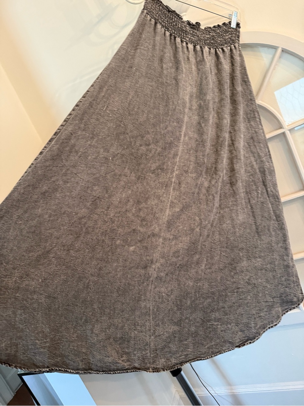 MELI Acid Wash Grey bohemian boho 100% Tencel Maxi Skirt - Modest breathable